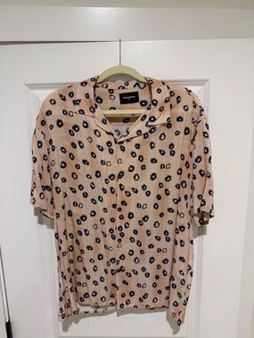 The Kooples Peach Shirt with Navy Sunburst Print